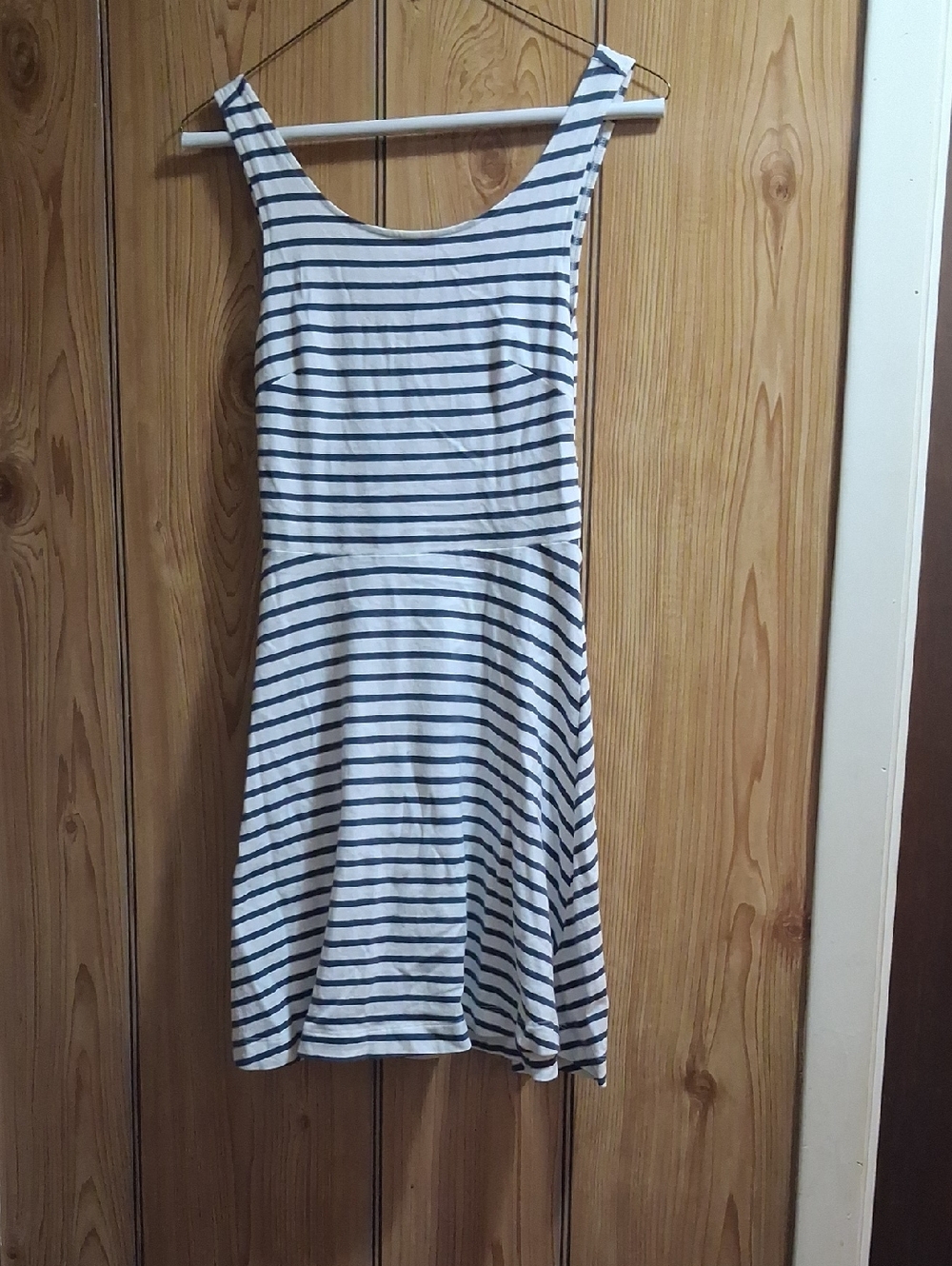 American Eagle Outfitters White and Navy Striped Tank Dress